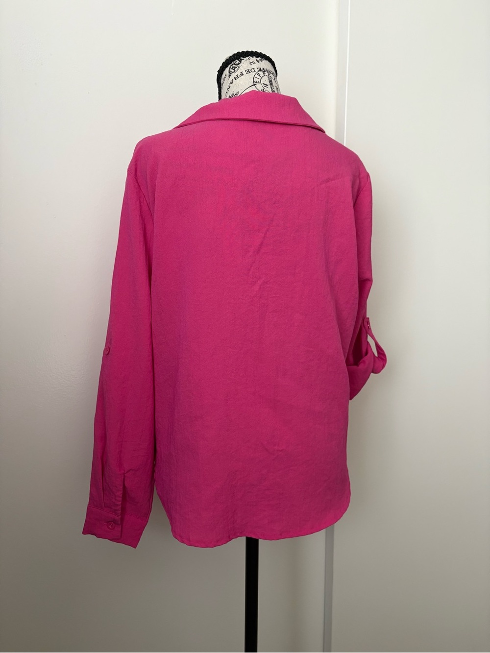 Fuchsia Button-Front Collared Blouse - Picture 5 of 9